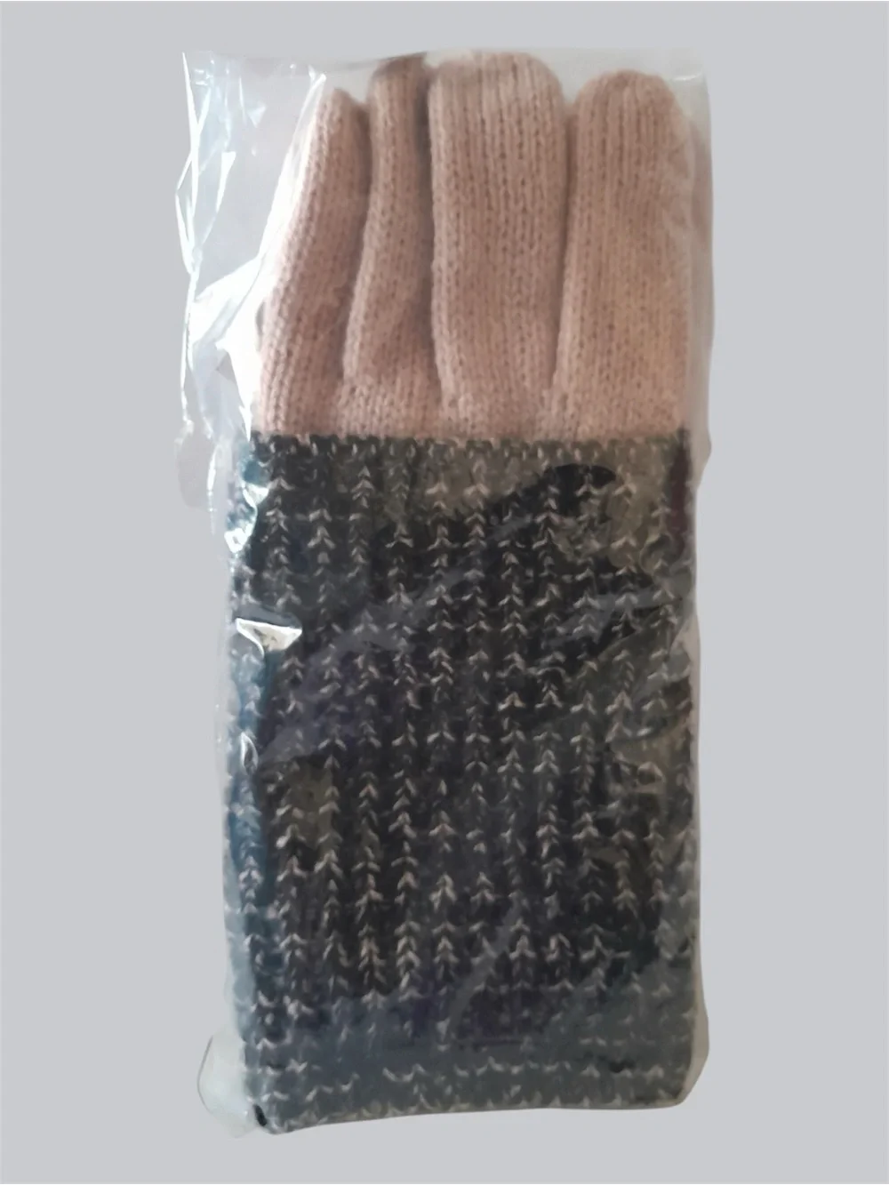 AllSaints Angled Stitch Marled Wool Blend Winter Knit Gloves Black Blush NWT